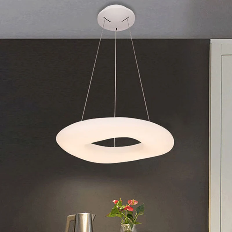 Lampe suspendue en acrylique LED minimaliste, luminaire suspendu à boucle blanche, pour salle à manger Clearhalo