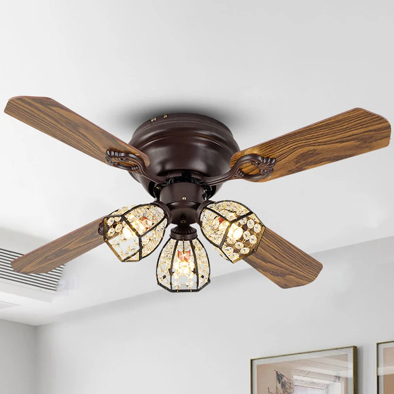 Lampe suspendue avec ventilateur à 3 ampoules et 3 pales, bol marron de 42 pouces de large, montage semi-encastré traditio...