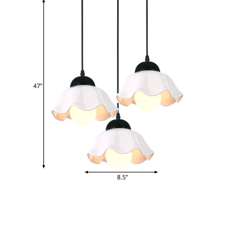 Lampe suspendue classique festonnée en céramique noire, luminaire de plafond à 1/3 lumières, pour salle à manger Clearhalo