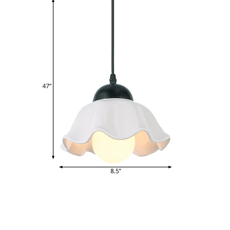 Lampe suspendue classique festonnée en céramique noire, luminaire de plafond à 1/3 lumières, pour salle à manger Clearhalo