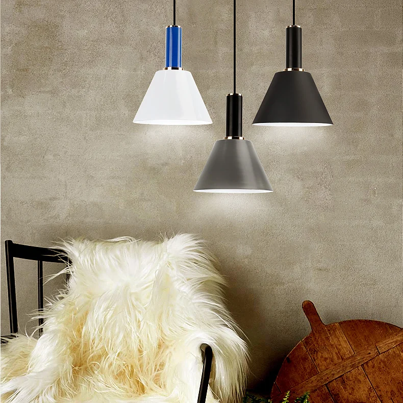 Lampe suspendue cylindrique et seau, une lumière moderne en aluminium, pour chevet Clearhalo