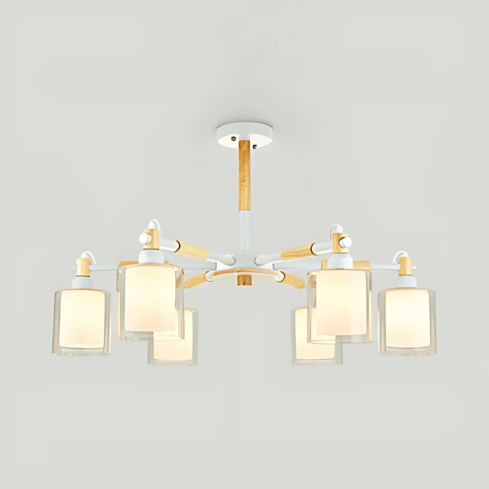Lampe suspendue cylindrique en verre pour chambre à coucher, 6 lumières, luminaire suspendu chic et moderne Clearhalo