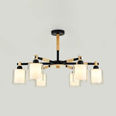 Lampe suspendue cylindrique en verre pour chambre à coucher, 6 lumières, luminaire suspendu chic et moderne Clearhalo