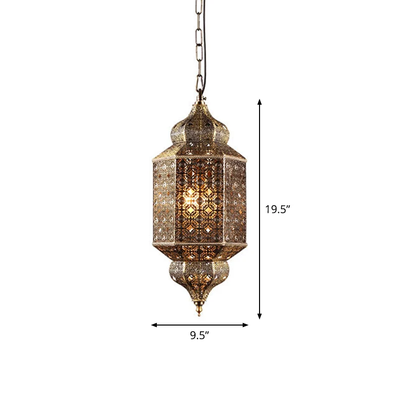 Lampe suspendue découpée d'asie du sud-est, éclairage de plafond en fer à 2 têtes en Bronze pour Restaurant Clearhalo