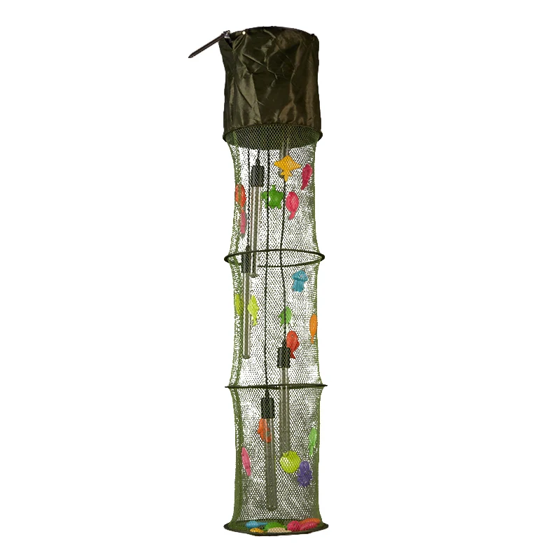 Lampe suspendue en filet de finition cylindrique créative avec fibre de décoration de poisson, lampe suspendue verte créat...