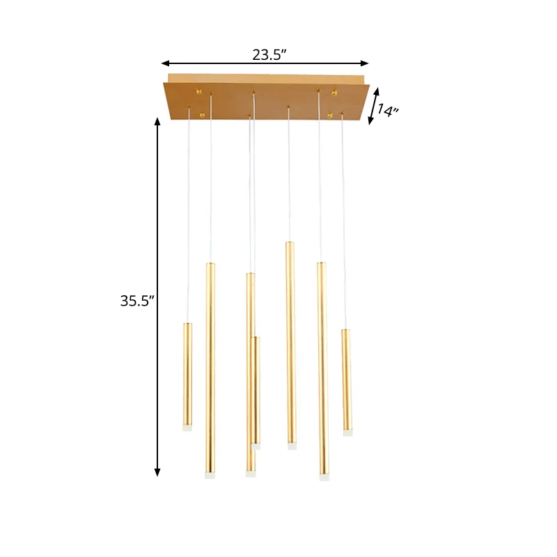 Lampe suspendue fine en métal, marron/or, moderne, 7 lumières, pour salle à manger, avec cordon réglable, blanc chaud/blan...