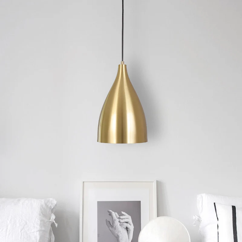 Lampe suspendue en forme de balle en métal, pendentif Post-moderne plaqué or simple pour Restaurant Clearhalo