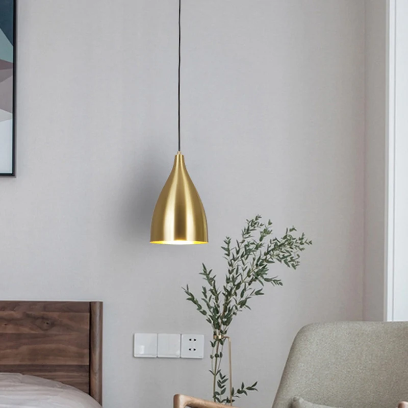 Lampe suspendue en forme de balle en métal, pendentif Post-moderne plaqué or simple pour Restaurant Clearhalo