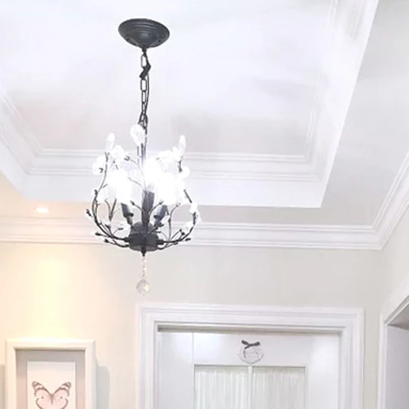Lampe suspendue en forme de branche à 3 ampoules, lustre de plafond en cristal biseauté Rural pour Foyer Clearhalo