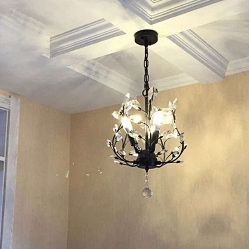 Lampe suspendue en forme de branche à 3 ampoules, lustre de plafond en cristal biseauté Rural pour Foyer Clearhalo