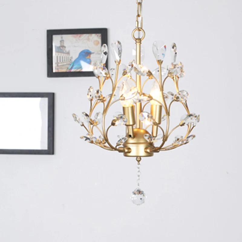 Lampe suspendue en forme de branche à 3 ampoules, lustre de plafond en cristal biseauté Rural pour Foyer Clearhalo