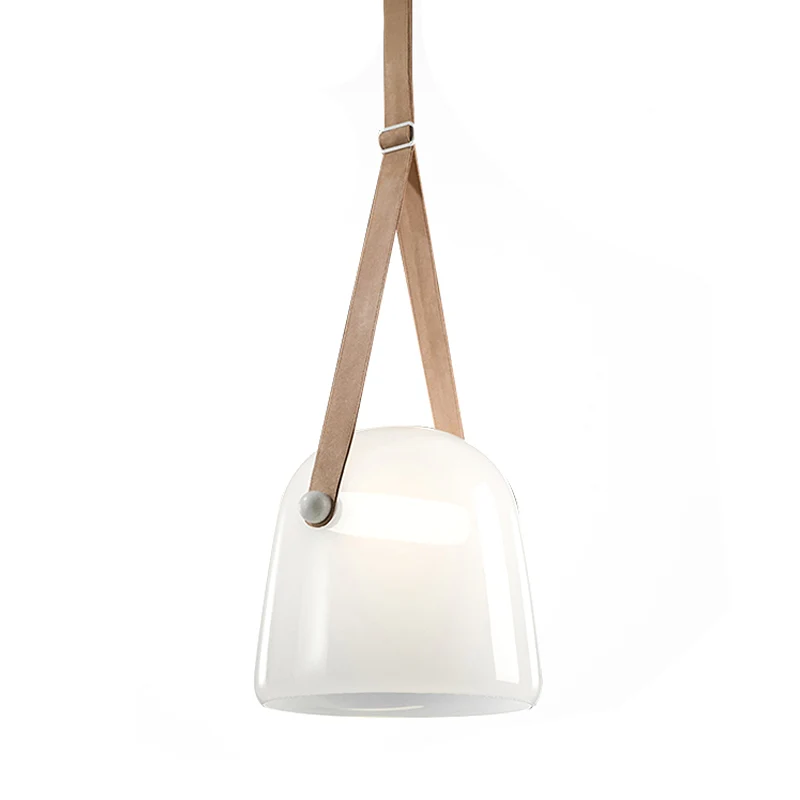 Lampe suspendue en forme de cloche en verre, crème/gris fumée, postmoderne, 1 ampoule, noir/beige, avec sangle à boucle Cl...