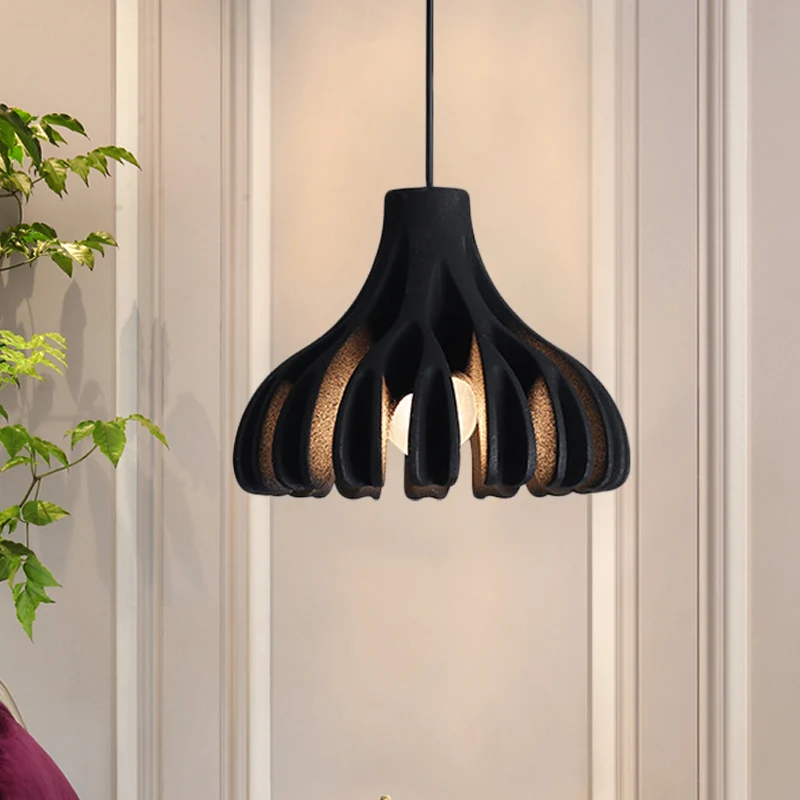 Lampe suspendue en forme de corail Macaron en résine, 1 lumière, pour salle à manger, blanc/noir/jaune Clearhalo