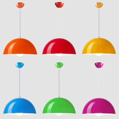 Lampe suspendue en forme de dôme, noir/blanc/rouge, style nordique en aluminium, 1 lumière, pour salle à manger, 12/14/16...