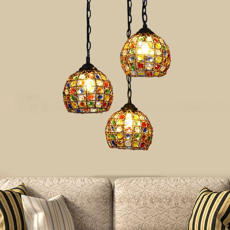 Lampe suspendue en forme de dôme pour Restaurant, style bohème, en métal, 3 lumières, noire, avec auvent rond/linéaire Cle...
