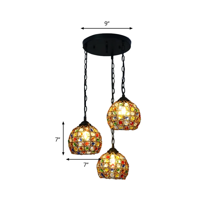 Lampe suspendue en forme de dôme pour Restaurant, style bohème, en métal, 3 lumières, noire, avec auvent rond/linéaire Cle...