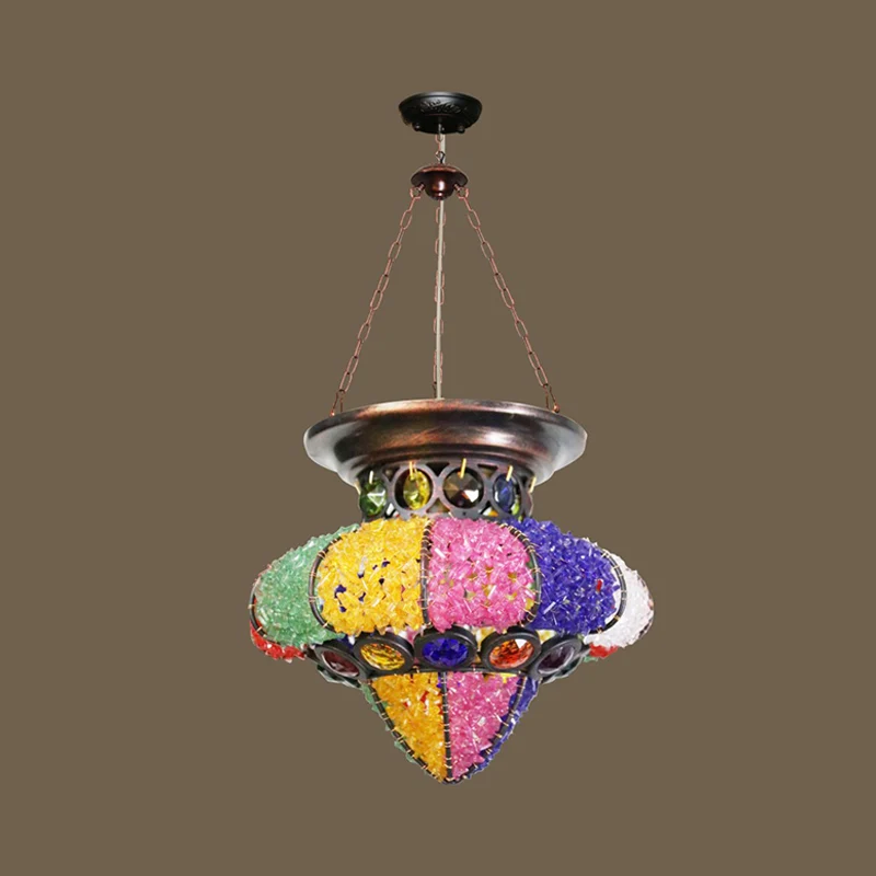 Lampe suspendue en forme d'urne/cylindre bohème, luminaire de plafond en métal à 1 tête, en blanc/rose/violet, pour Restau...