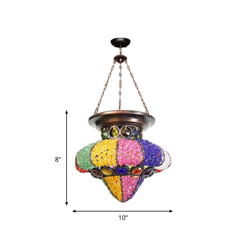 Lampe suspendue en forme d'urne/cylindre bohème, luminaire de plafond en métal à 1 tête, en blanc/rose/violet, pour Restau...