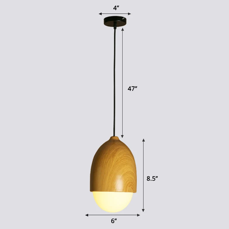 Lampe suspendue en forme de noix Beige, Style Simple, 1 tête, plafonnier en bois, pour Restaurant Clearhalo
