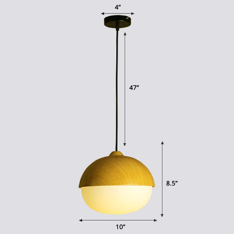 Lampe suspendue en forme de noix Beige, Style Simple, 1 tête, plafonnier en bois, pour Restaurant Clearhalo