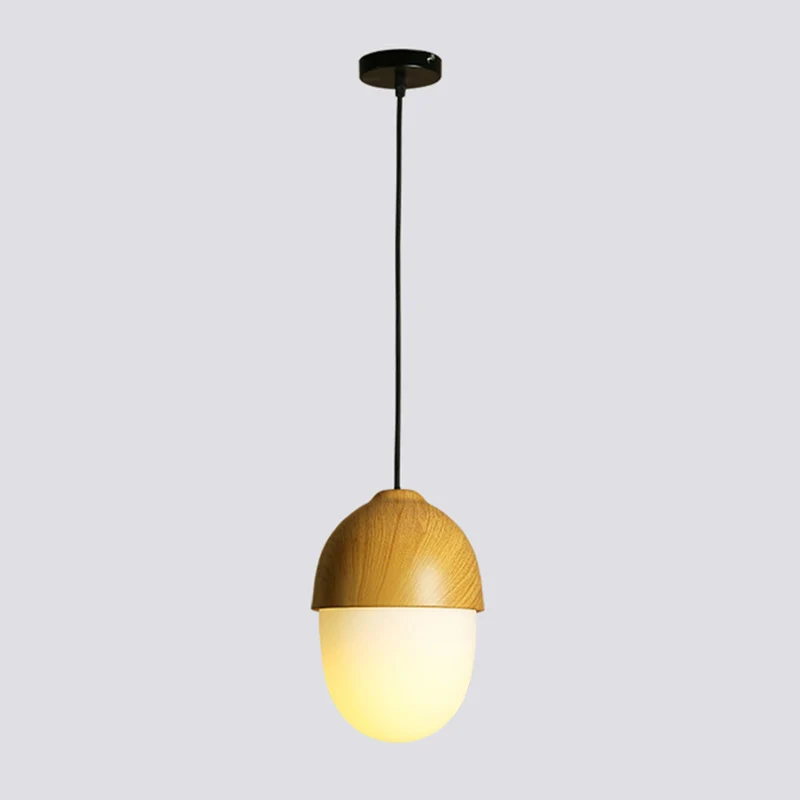 Lampe suspendue en forme de noix Beige, Style Simple, 1 tête, plafonnier en bois, pour Restaurant Clearhalo