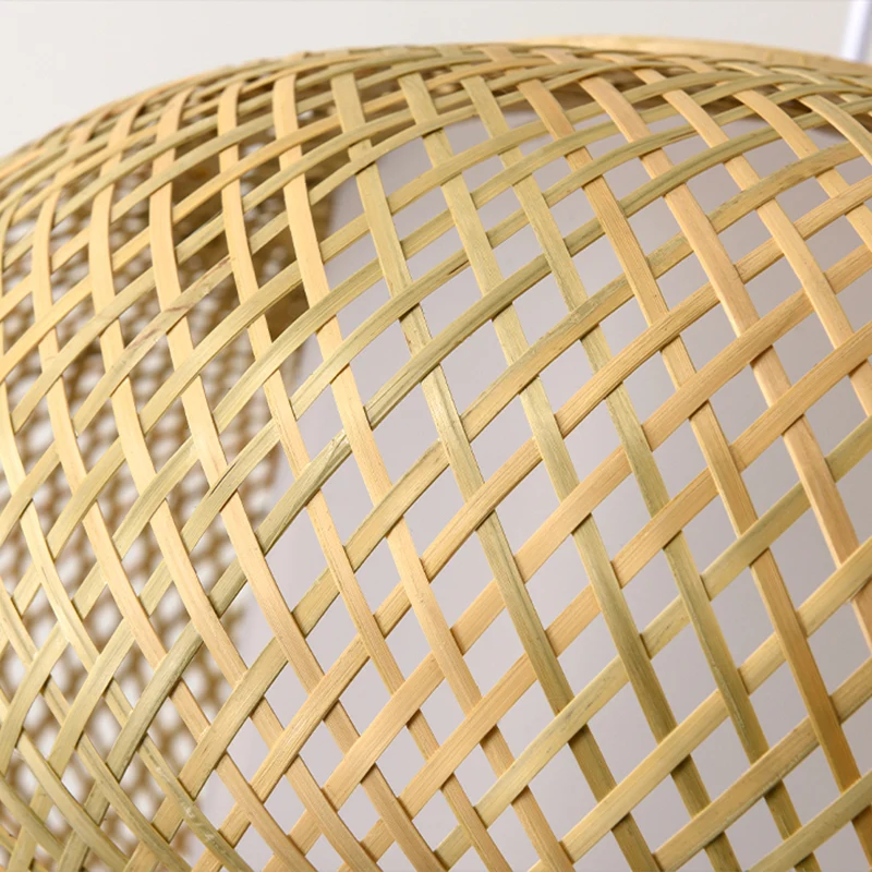 Lampe suspendue en forme de tambour tissé en bambou et rotin, style asiatique, lampe à suspension à 1 lumière, beige Clear...