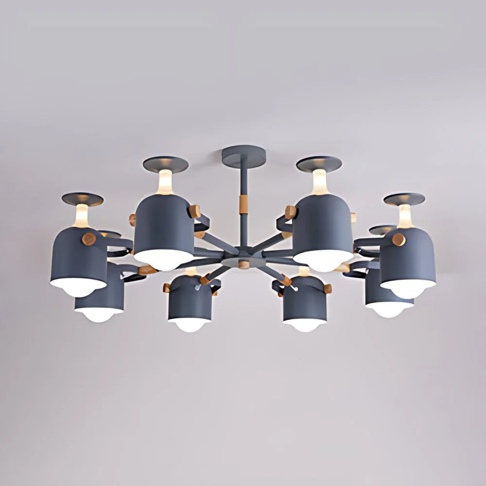 Lampe suspendue en forme de tasse pour chambre à coucher, lustre en métal moderne à 8 lumières, macaron Clearhalo