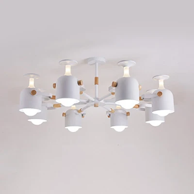 Lampe suspendue en forme de tasse pour chambre à coucher, lustre en métal moderne à 8 lumières, macaron Clearhalo