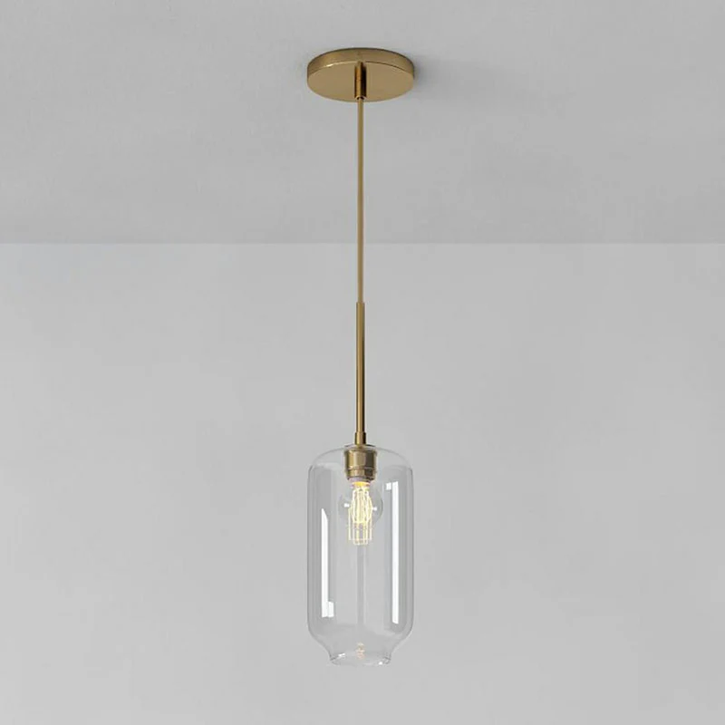 Lampe suspendue en forme de tasse en verre transparent, simplicité, 1 ampoule, finition dorée Clearhalo