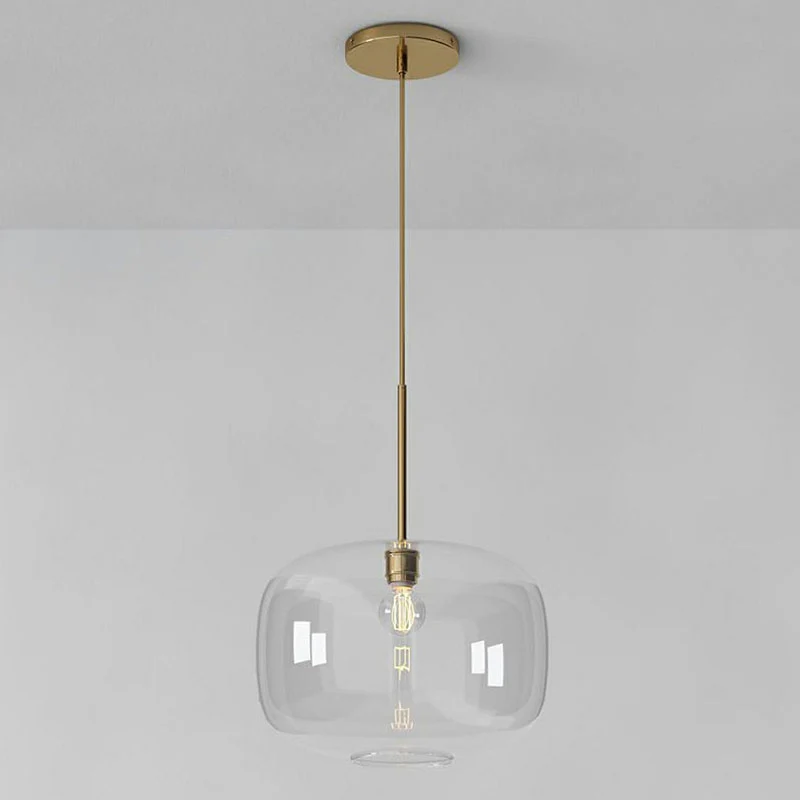 Lampe suspendue en forme de tasse en verre transparent, simplicité, 1 ampoule, finition dorée Clearhalo