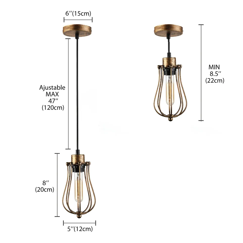 Lampe suspendue industrielle en métal, 1 ampoule, pour salle à manger, avec abat-jour en forme de larme, en laiton/blanc/n...