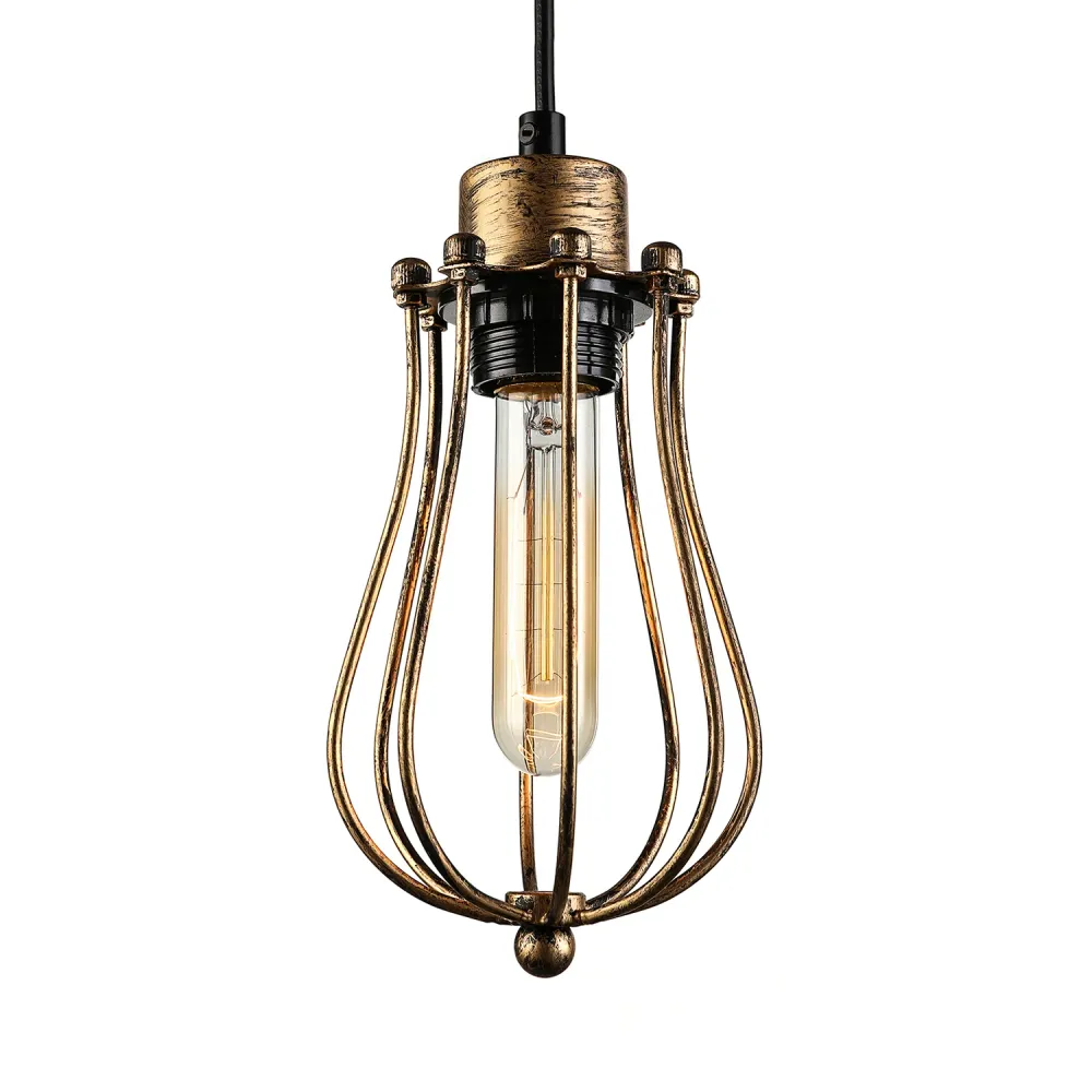 Lampe suspendue industrielle en métal, 1 ampoule, pour salle à manger, avec abat-jour en forme de larme, en laiton/blanc/n...