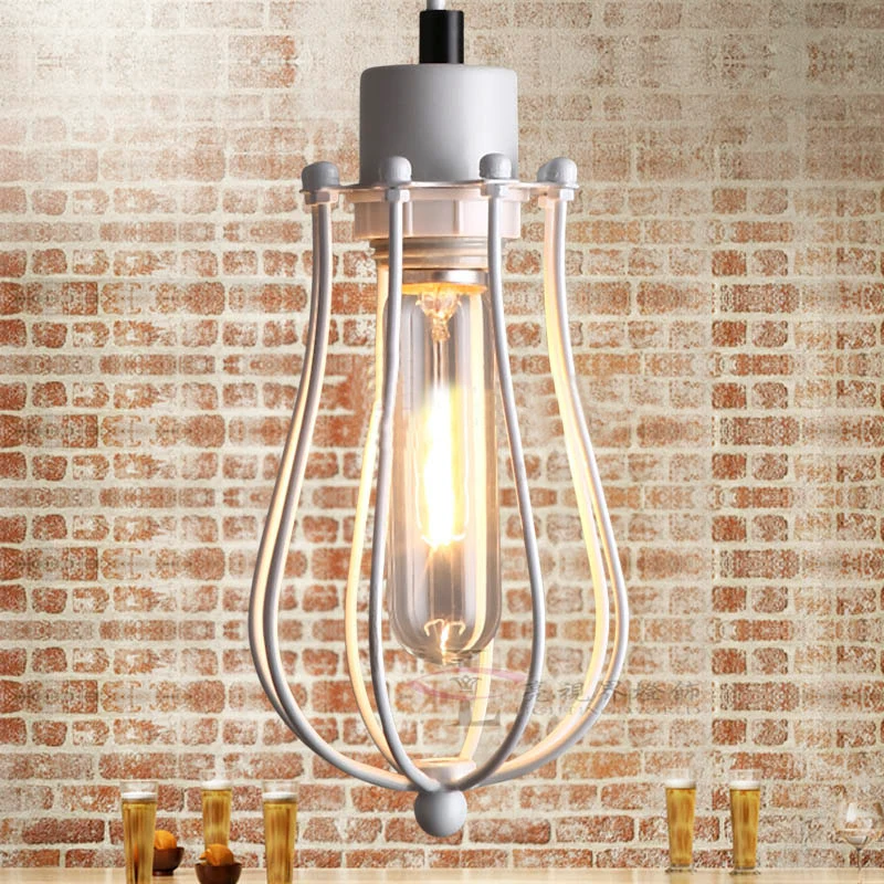 Lampe suspendue industrielle en métal, 1 ampoule, pour salle à manger, avec abat-jour en forme de larme, en laiton/blanc/n...