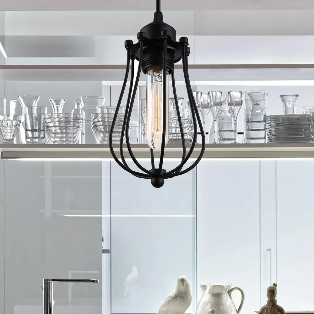 Lampe suspendue industrielle en métal, 1 ampoule, pour salle à manger, avec abat-jour en forme de larme, en laiton/blanc/n...