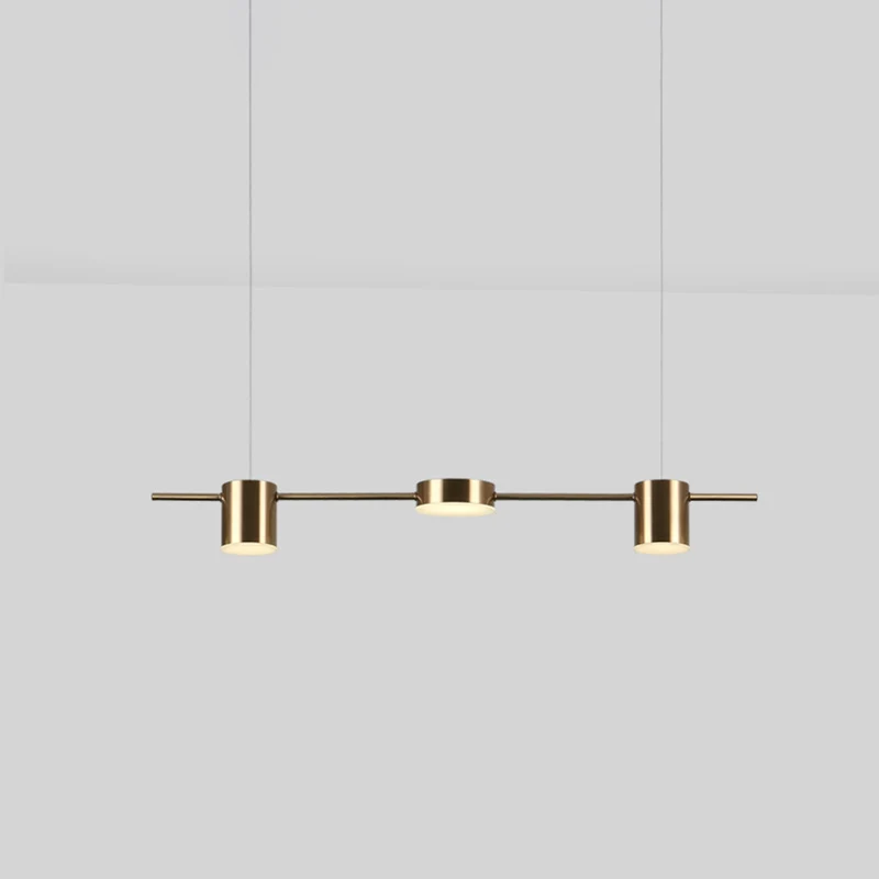 Lampe suspendue LED de forme linéaire postmoderne, luminaire métallique pour salle à manger, île suspendue Clearhalo