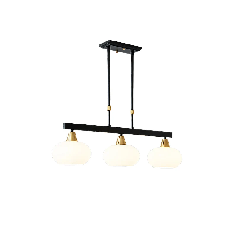 Lampe suspendue linéaire noire, luminaire minimaliste pour salle à manger, îlot avec abat-jour ovale en verre opale Clearhalo