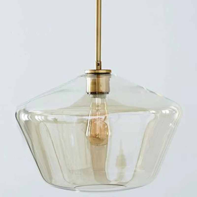 Lampe suspendue à 1 lumière, abat-jour en verre minimaliste moderne, lampe suspendue pour salle à manger Clearhalo