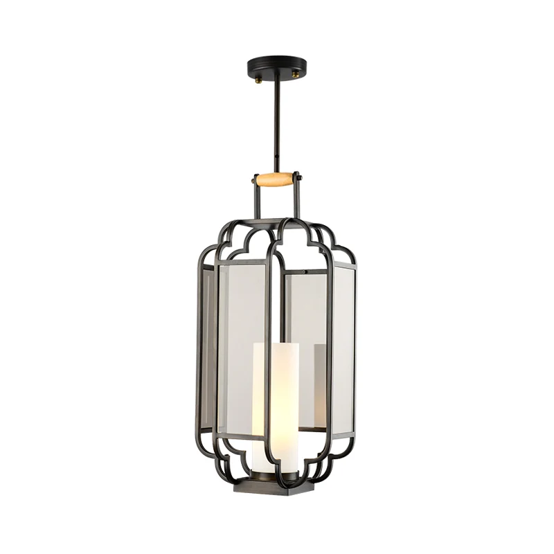 Lampe suspendue à 1 lumière en verre beige, cylindre noir traditionnel, pendule de salon, 8"/10"/12" de large Clearhalo