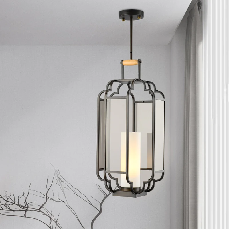 Lampe suspendue à 1 lumière en verre beige, cylindre noir traditionnel, pendule de salon, 8"/10"/12" de large Clearhalo