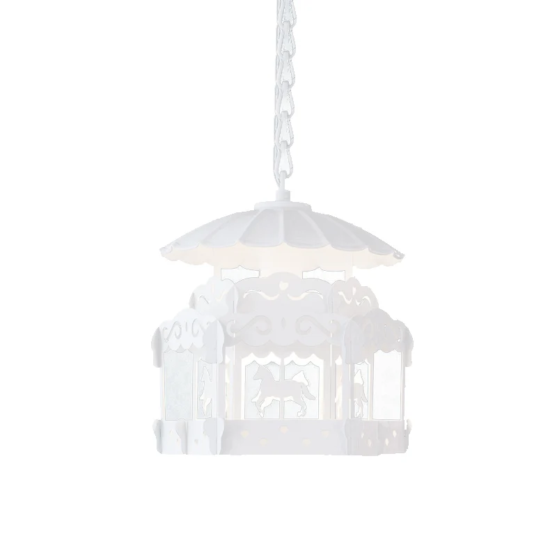 Lampe suspendue Merry-go-round en métal, luminaire créatif à Suspension en blanc, pour chambre à coucher Clearhalo