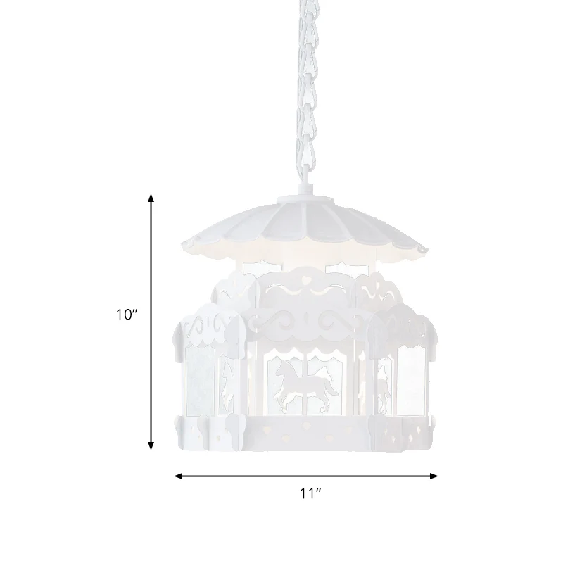 Lampe suspendue Merry-go-round en métal, luminaire créatif à Suspension en blanc, pour chambre à coucher Clearhalo