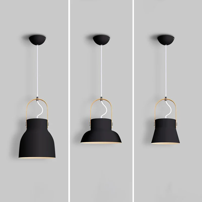 Lampe suspendue minimaliste à 1 tête en métal avec poignée pour salle à manger Clearhalo