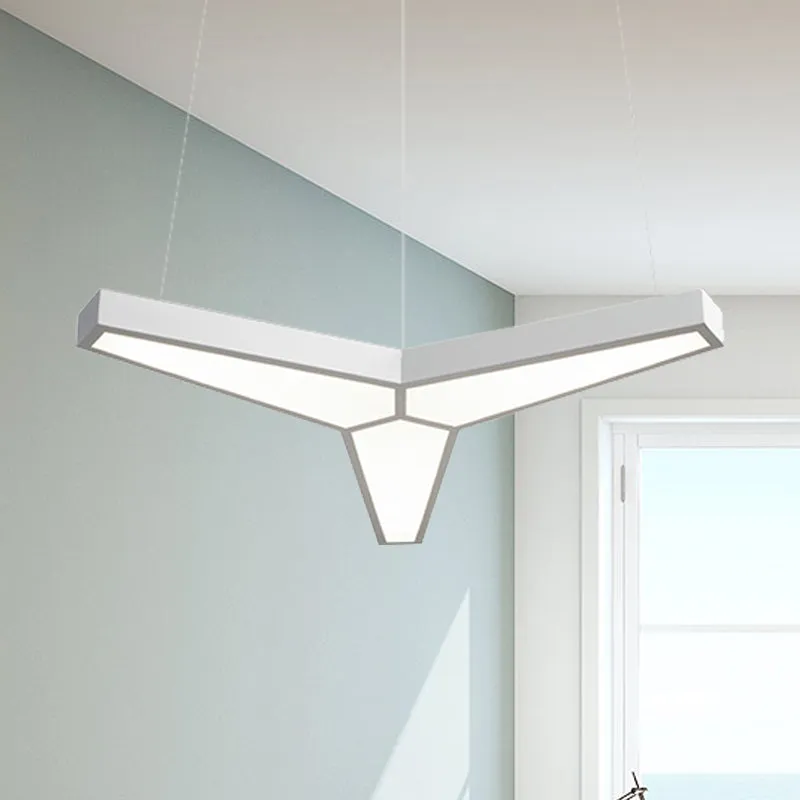 Lampe suspendue en métal en forme de Y, Kit de plafonnier Led blanc moderne à 3 lumières, lumière blanche/chaude/naturelle...