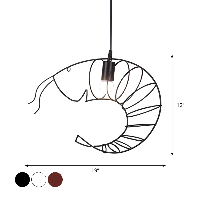 Lampe suspendue en métal à 1 lumière, rétro, élégante, noire/rouge/blanche, pour salle à manger, avec protection métalliqu...