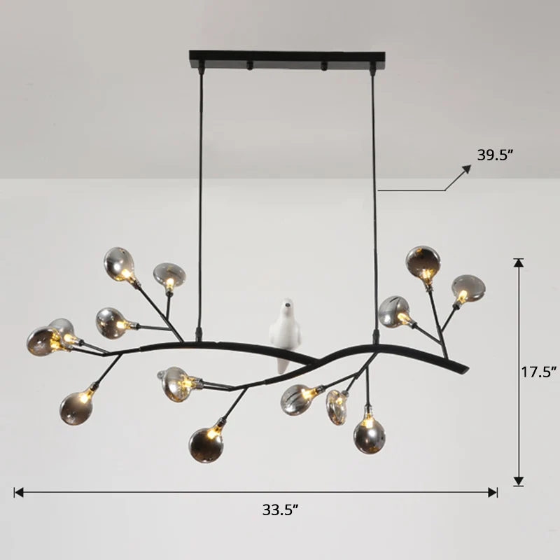 Lampe suspendue en métal postmoderne à 15 têtes, branche d'arbre, luminaire décoratif d'intérieur, idéal pour un Restauran...