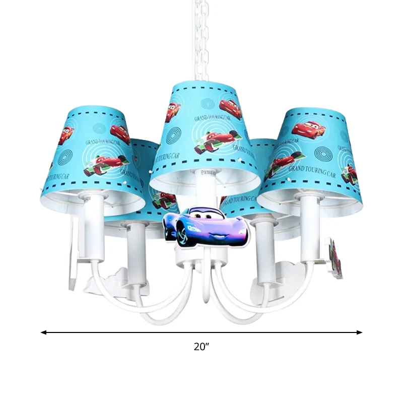 Lampe suspendue en métal pour voiture, lustre de Style moderne à cinq lumières en bleu pour chambre de garçon Clearhalo