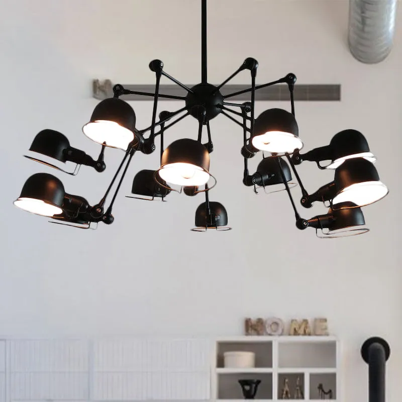 Lampe suspendue noire Starburst avec abat-jour en métal, éclairage de lustre rétro pour salle à manger avec Joint pivotant...