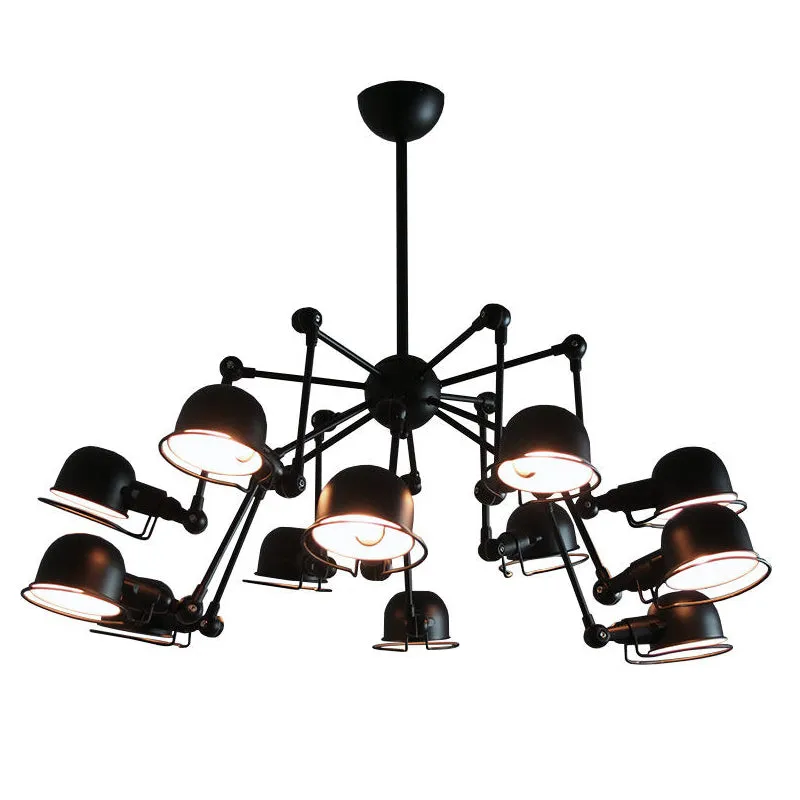 Lampe suspendue noire Starburst avec abat-jour en métal, éclairage de lustre rétro pour salle à manger avec Joint pivotant...
