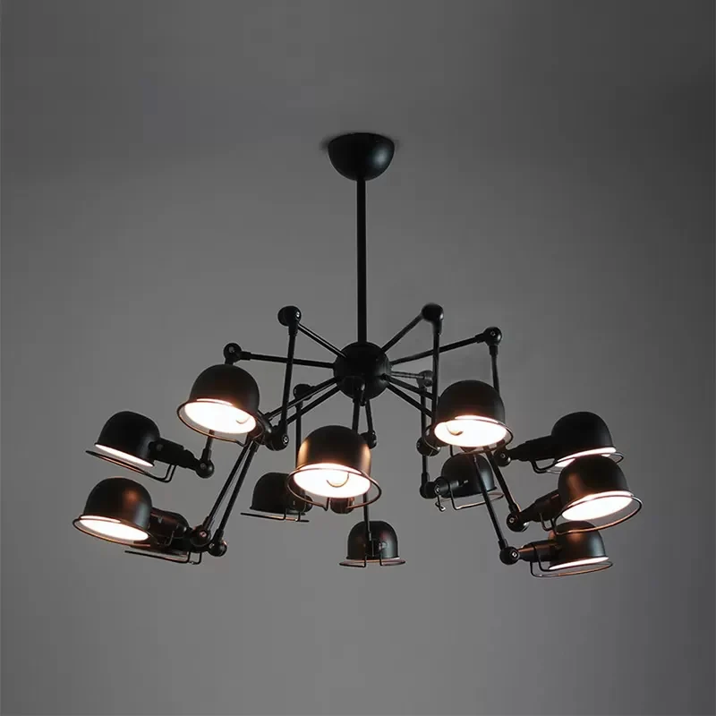 Lampe suspendue noire Starburst avec abat-jour en métal, éclairage de lustre rétro pour salle à manger avec Joint pivotant...