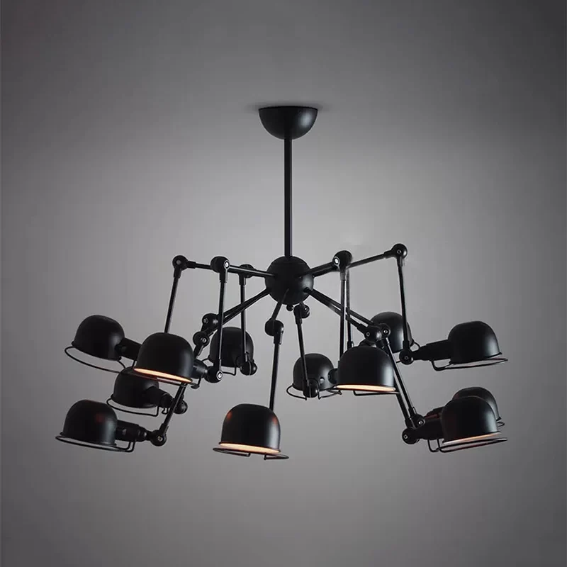 Lampe suspendue noire Starburst avec abat-jour en métal, éclairage de lustre rétro pour salle à manger avec Joint pivotant...